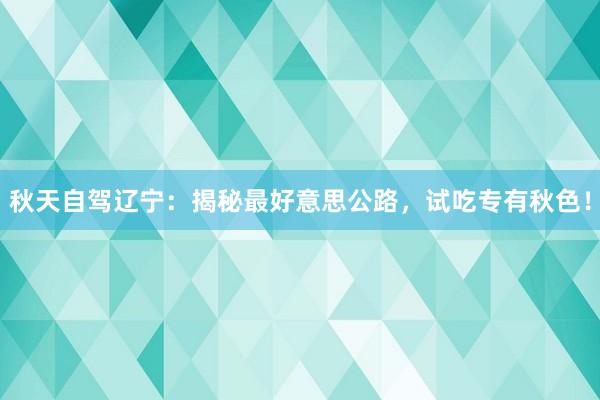 秋天自驾辽宁：揭秘最好意思公路，试吃专有秋色！