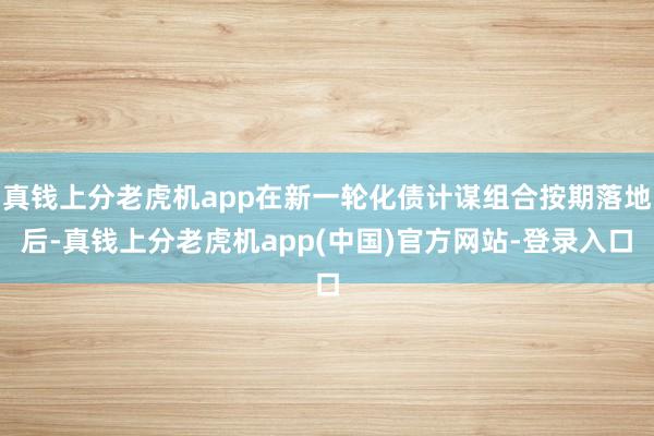 真钱上分老虎机app在新一轮化债计谋组合按期落地后-真钱上分老虎机app(中国)官方网站-登录入口