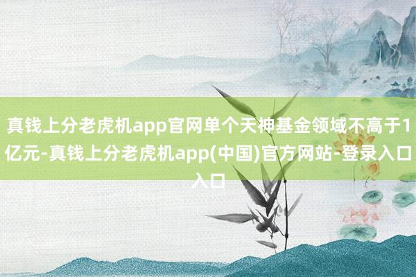 真钱上分老虎机app官网单个天神基金领域不高于1亿元-真钱上分老虎机app(中国)官方网站-登录入口